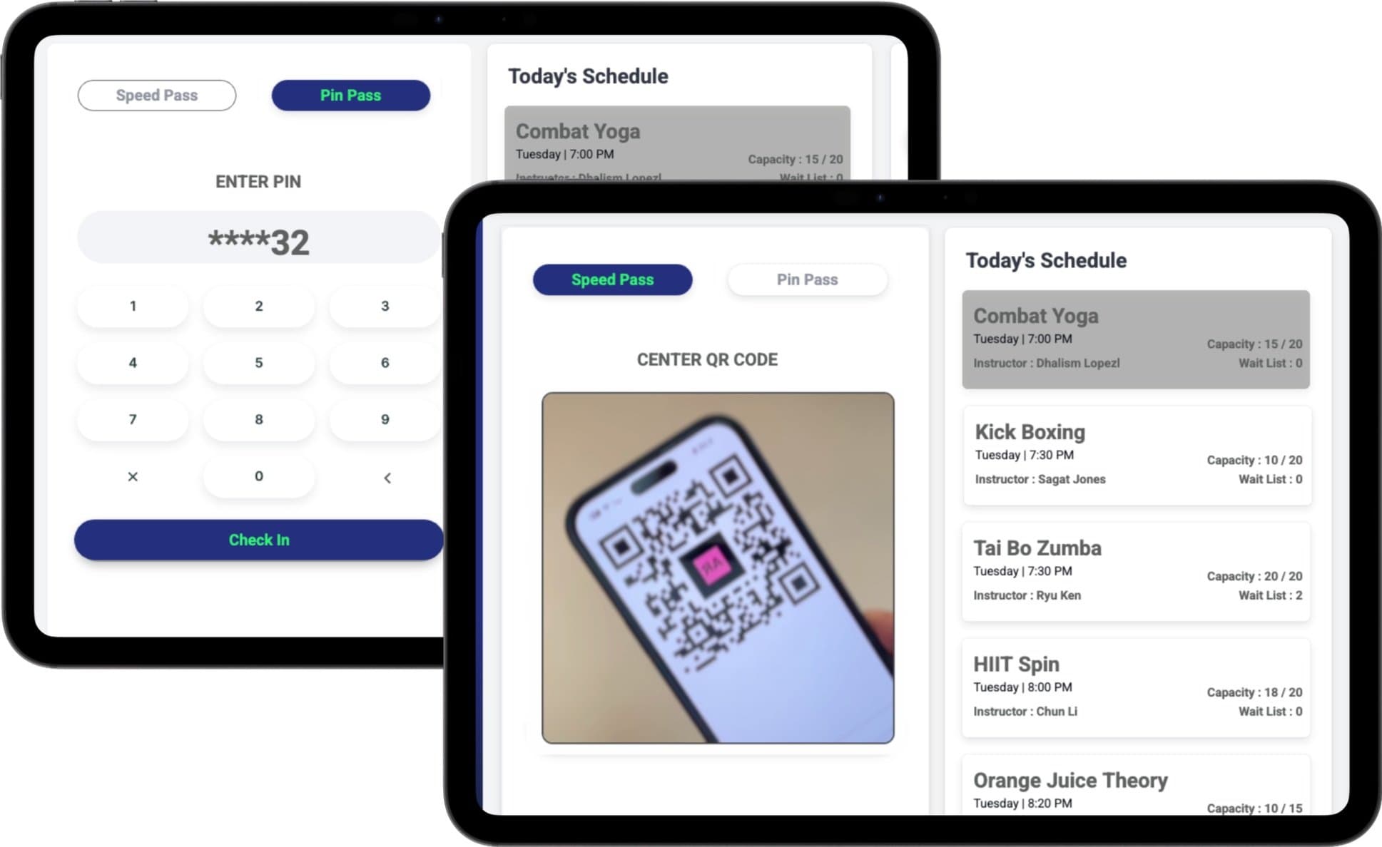Smart Access Control - PIN and QR code entry for gym members
