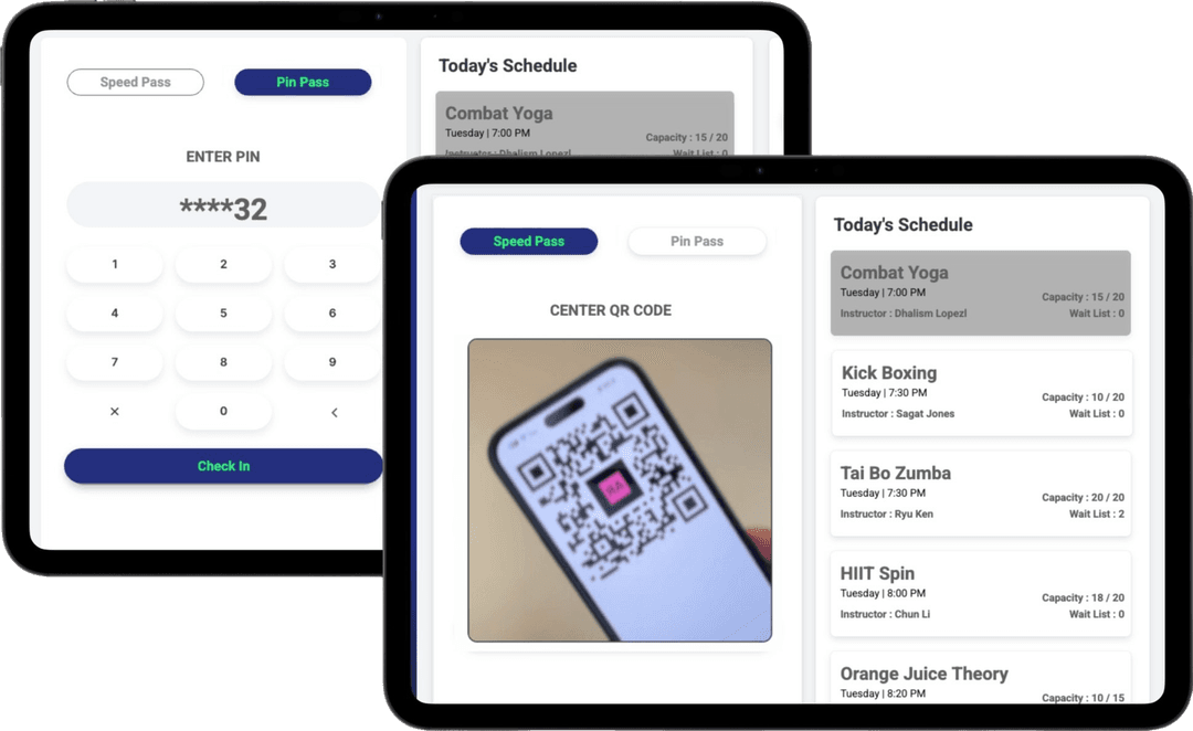 Smart Access Control - PIN and QR code entry for gym members